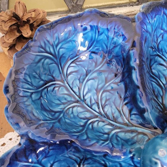 Inarco Mood Indigo Vintage Ceramic Serving Tray - Blue Fruits - Picture 6 of 13